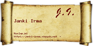 Janki Irma névjegykártya
